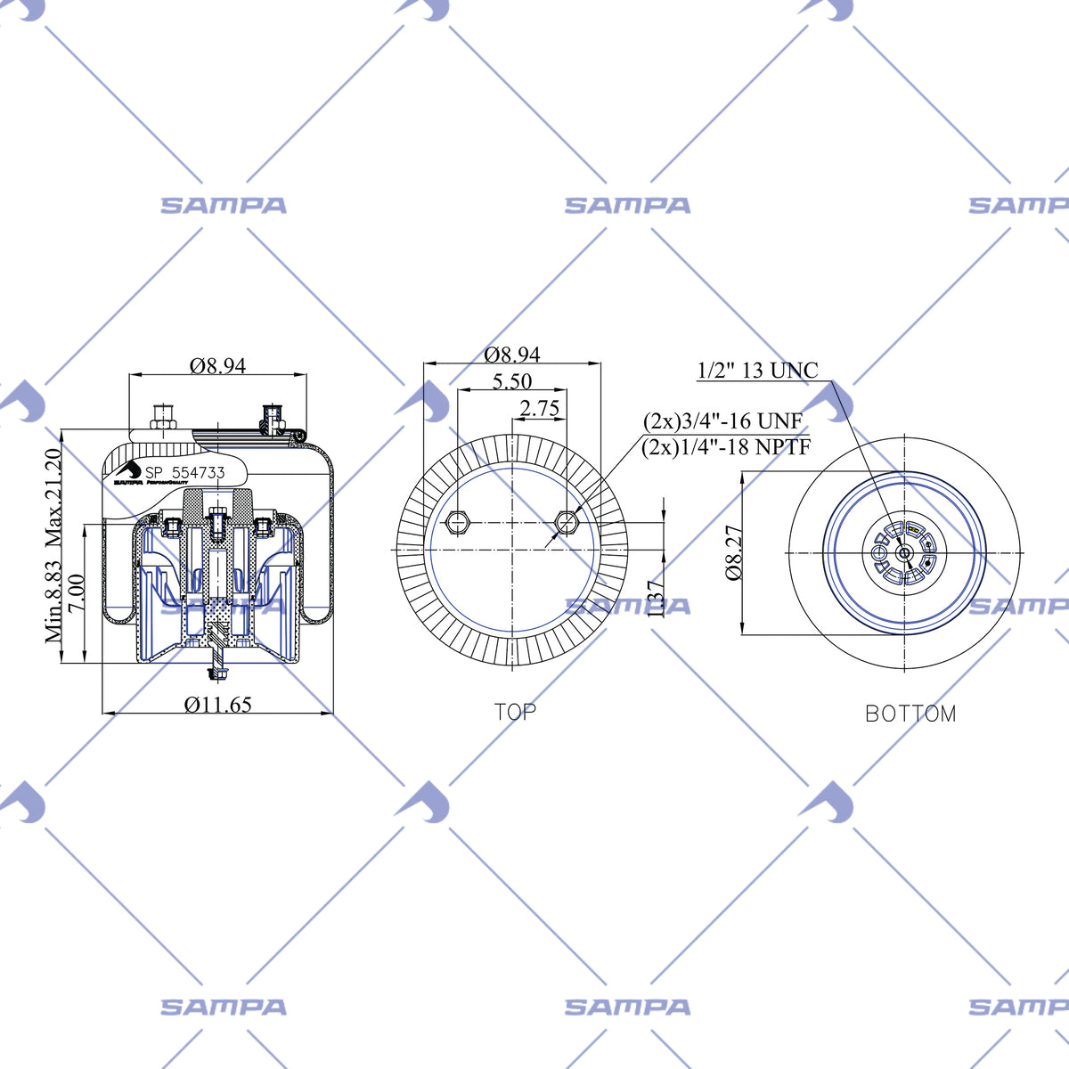 SAMPA SP 554733-KP technical drawing