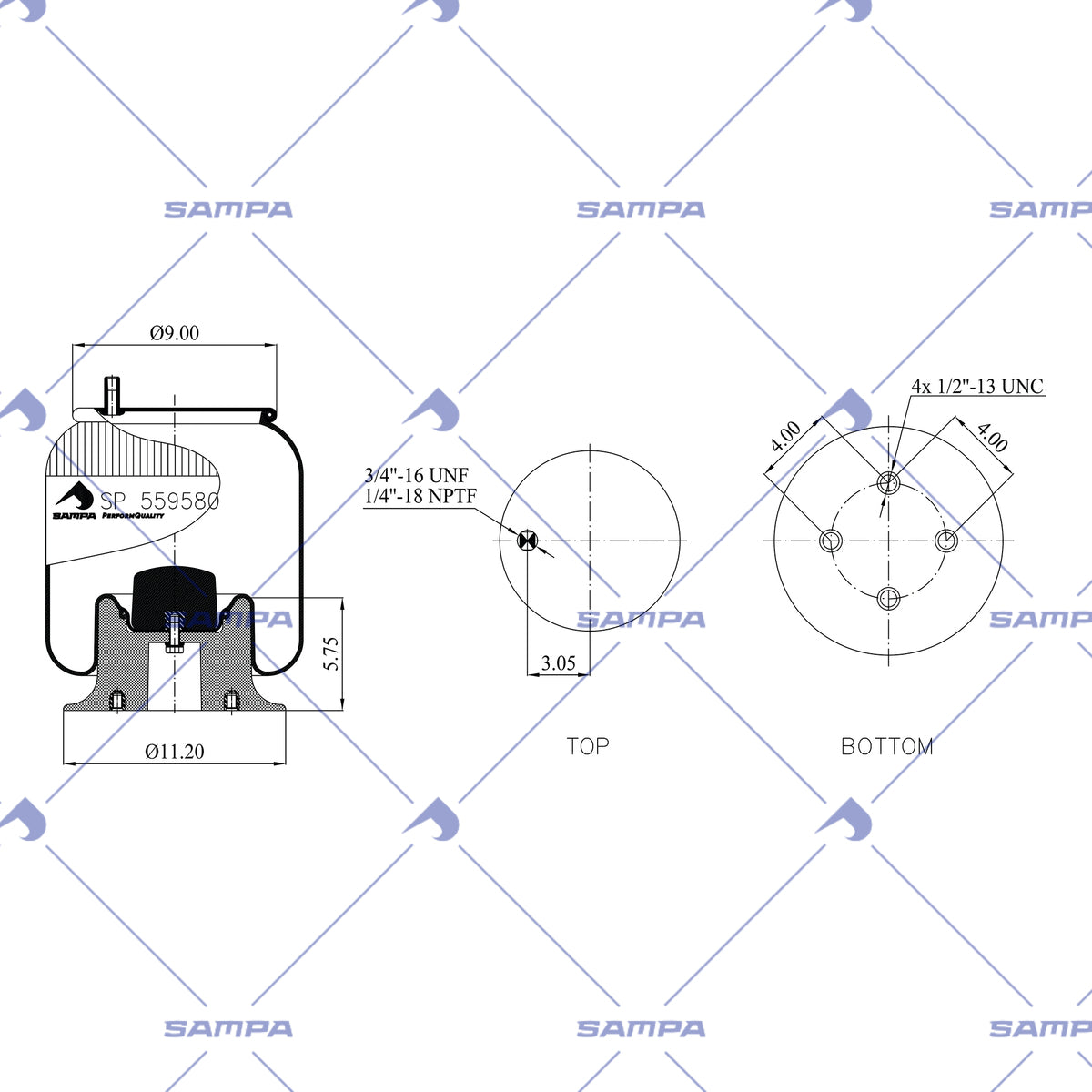 SAMPA SP 559580-KP technical drawing