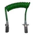 Green 15 ft coiled 7-pin ABS trailer cable