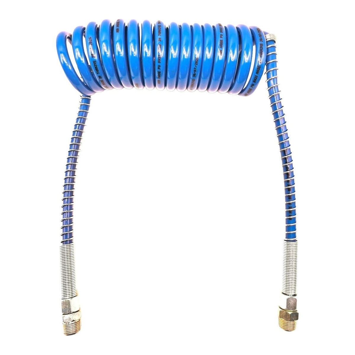 Blue 15 ft coiled air brake hose, service line
