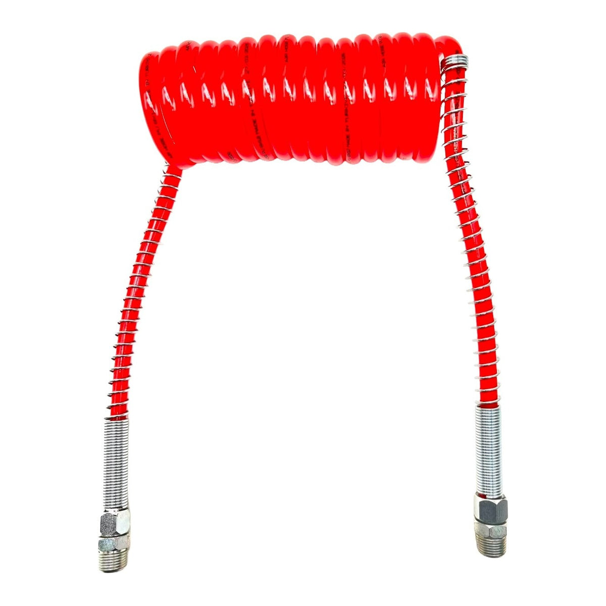 Red 15 ft coiled air brake hose, emergency line